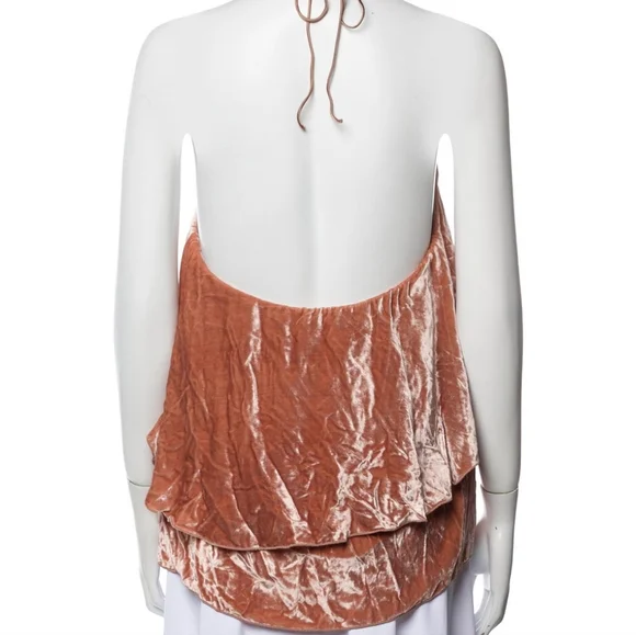 Alice & Olivia Women's Small Marybeth Halter Velvet Tank Silk-Blend New Tags - Picture 4 of 5